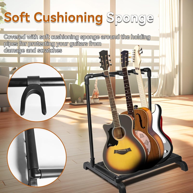 Azor 3 Multi Guitar Stand Rack with Folding Design 3 Holder Guitar Rack for Acoustic Electric Guitar, Bass, Soft Cushioning Sponge Protects Your Instruments - Image 4